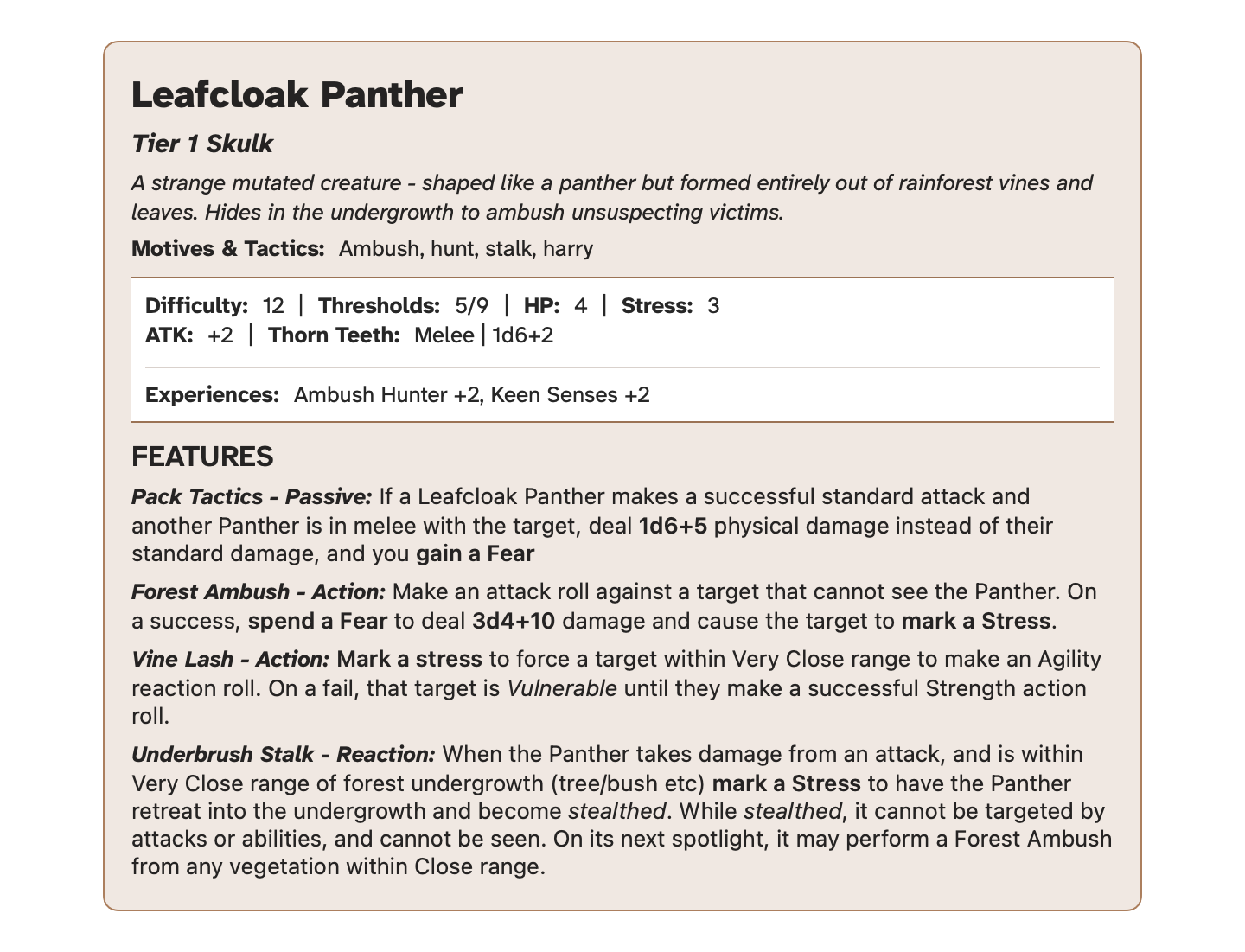 A stat block for the Leafcloak Panther - PDF version at end of article